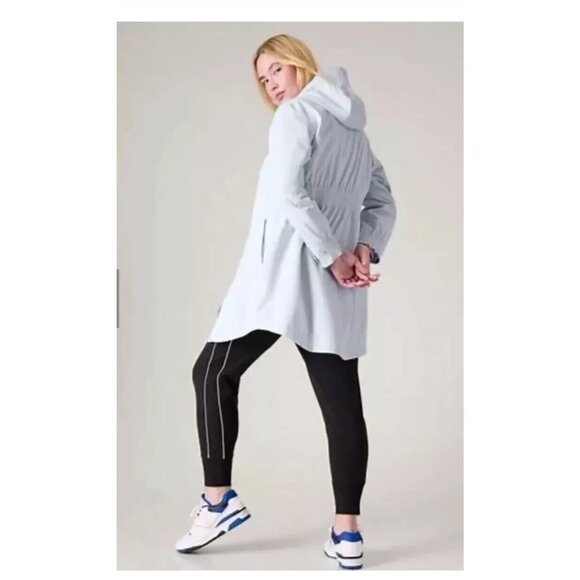 New ATHLETA 2X RainOut Sutro Long Trench in Snowfall Blue - Picture 5 of 11